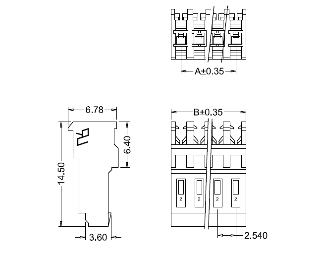 M2051R-N IDC dimensions Dimensiones del IDC M2051R-N