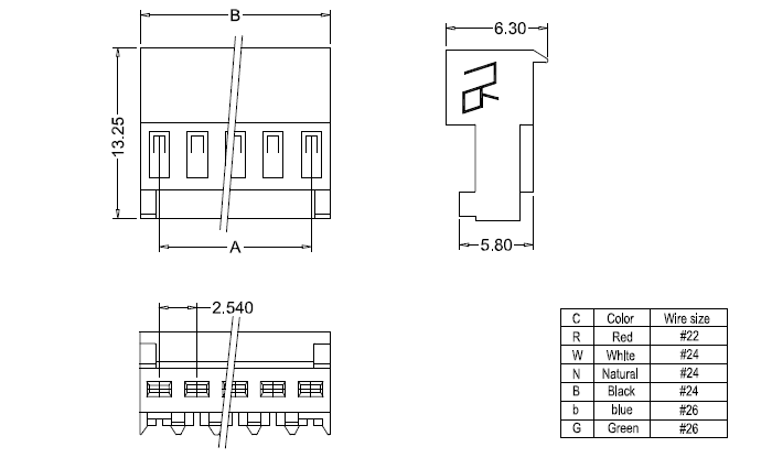 IDC M2050-N-C-R(90°) dimensions Dimensiones del IDC M2050-NCR(90°)