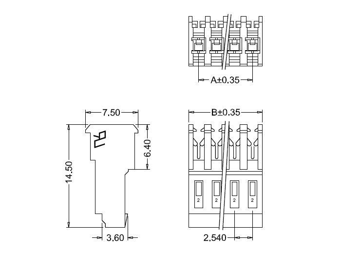 M2051-N IDC dimension M2051-N Dimensión IDC