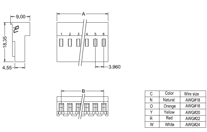M7060R-N-C-P IDC dimensions Dimensiones del IDC M7060R-NCP