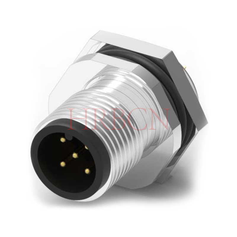 Conector circular macho de montaje posterior del panel de codificación D M12 4-5 polos