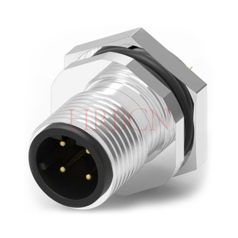 Conector circular macho de montaje posterior del panel de codificación A M12 2-5 polos