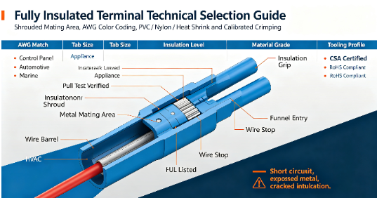 Terminal completamente aislado: tipos, tamaños y aplicaciones en sistemas de cableado eléctrico
