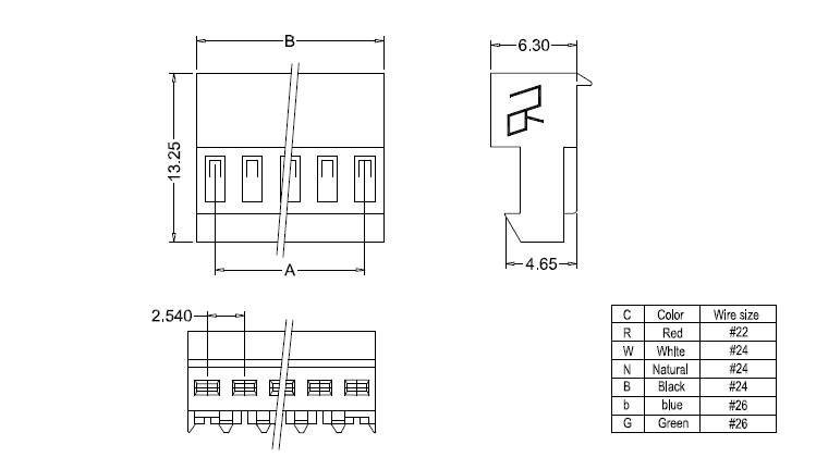 Dimensiones IDC M2050-NC(90&deg;)