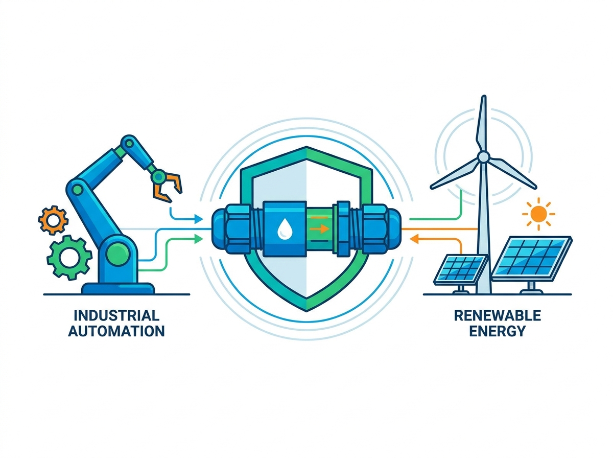 Conector impermeable para aplicaciones industriales y de energ&iacute;a renovable.