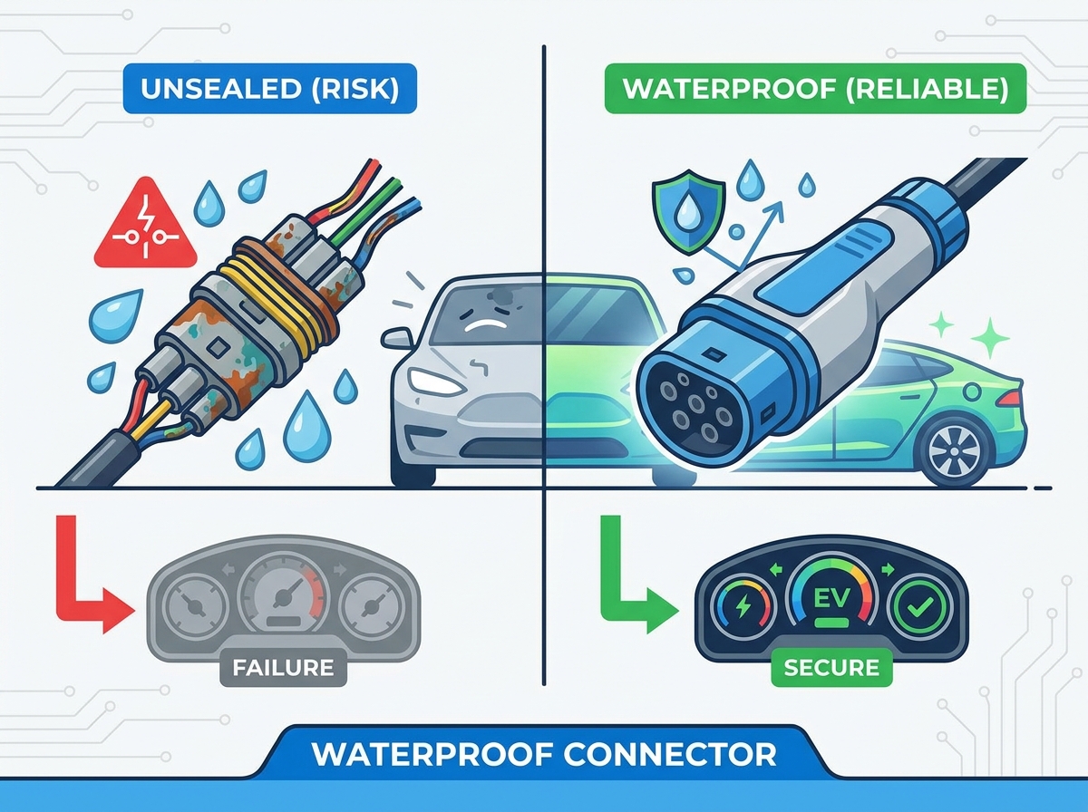 Conector impermeable para aplicaciones automotrices